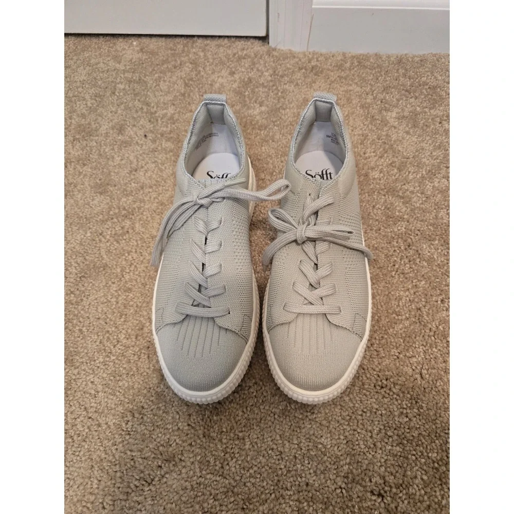 Sofft Faro Light Grey Knit Sneakers Womens 9M Recycled Textile SF0081708 NEW